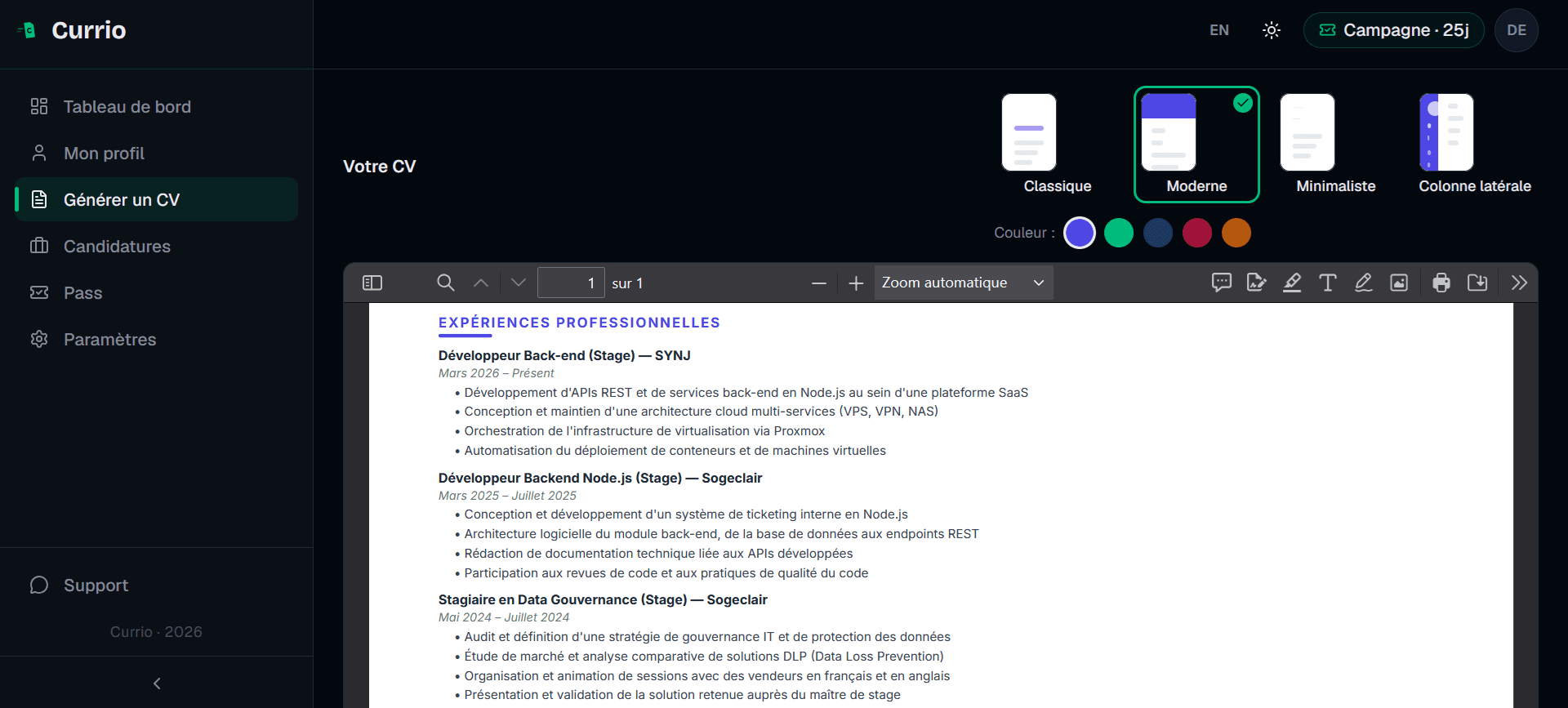 CV ciblé par offre